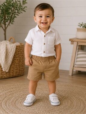 Baby B.U.M. camel/tan chino-style toddler shorts 12M